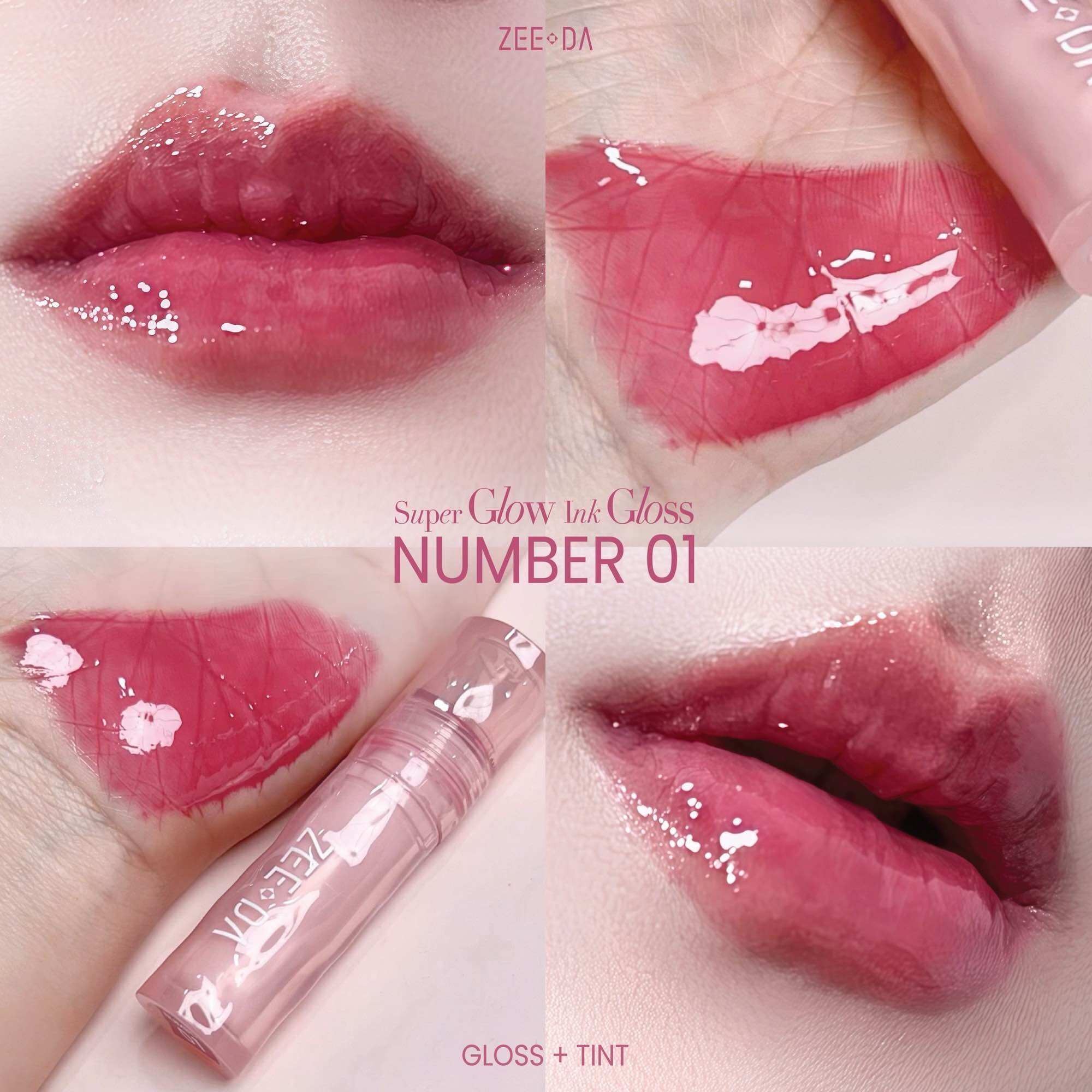 Zeeda Super Glow Ink Gloss # 01 Is a Lip Gloss That Provides Long-Lasting Color with a Glossy Finish. It Nourishes and Moisturizes Lips, and the More You Apply It, the Better It Is for Your Lip Health. ราคา 290 บาท*ส่งฟรี