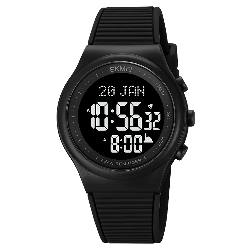 Skmei นาฬิกา1981สำหรับสวดมนต์พร้อมเข็มทิศ qibla ปลุก Hijri อิสลามข้อมือ reloj hombre lampu belakang มุสลิม Azan นาฬิกาผู้ชาย