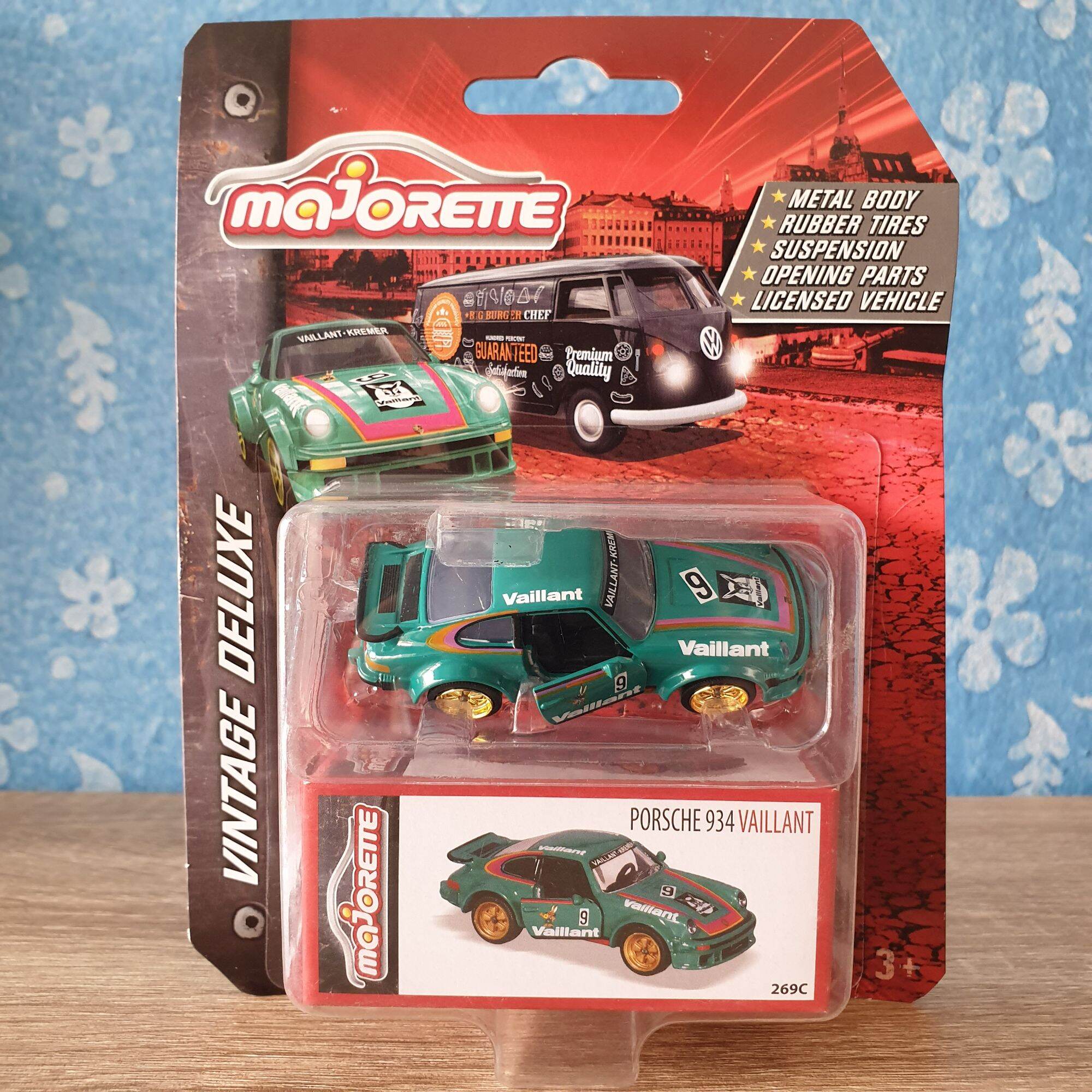 โมเดลรถเหล ก Majorette Porsche 934 Vaillant No 9 Vintage Deluxe Green ส เข ยว เบอร 9 เป ดประต รถได ล อยาง Lazada Co Th