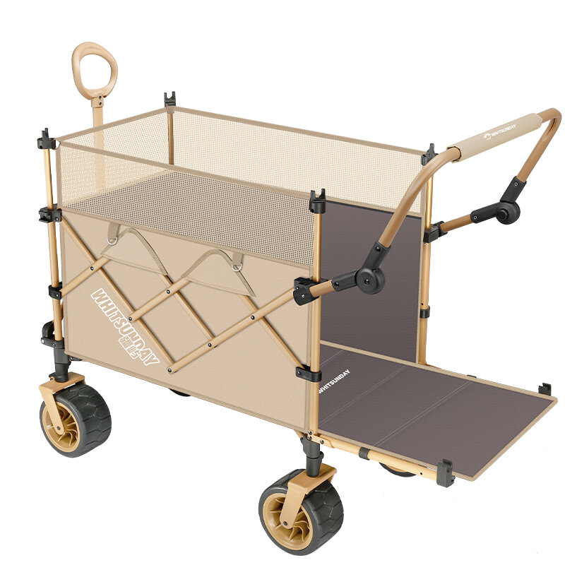 Camping Wagon Child Reclining Push Cart Adjustable Elevation Extended Table Market Stall Sunshade Umbrella