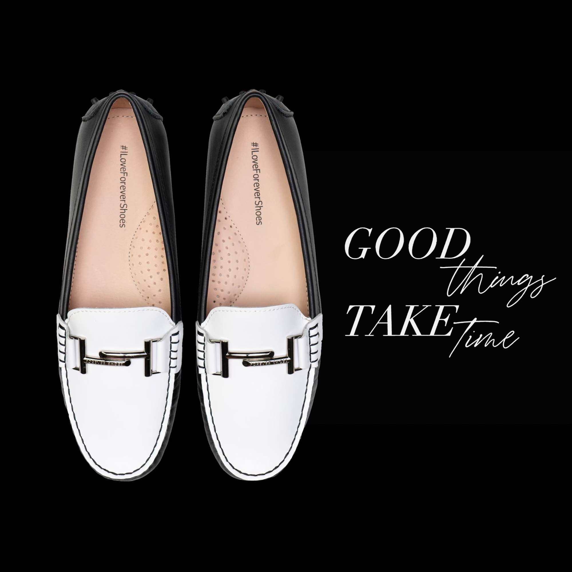 Forever Shoes - TWOTONE WHITE รองเท้าหนังวัวแท้ มีSupport อุ้งเท้า ใส่ ...