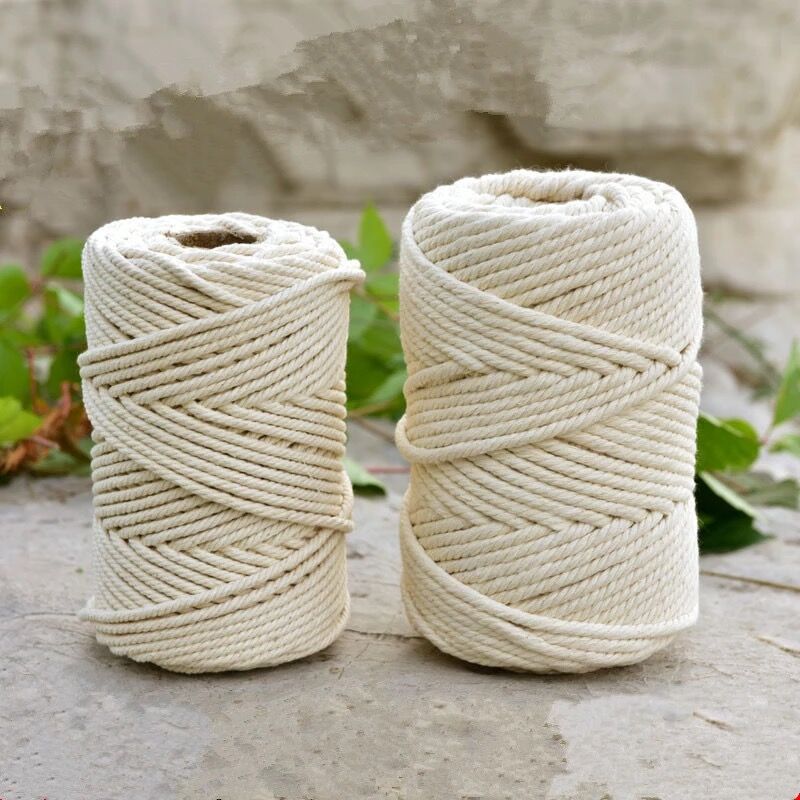 Handmade Macrame Boho Decor 1/2/3/4/5/6/8/10 มม.ผ้าฝ้าย Beige ด้ายเชือก Twisted String DIY บ้านงานแต่งงานตกแต่ง SUPPLY