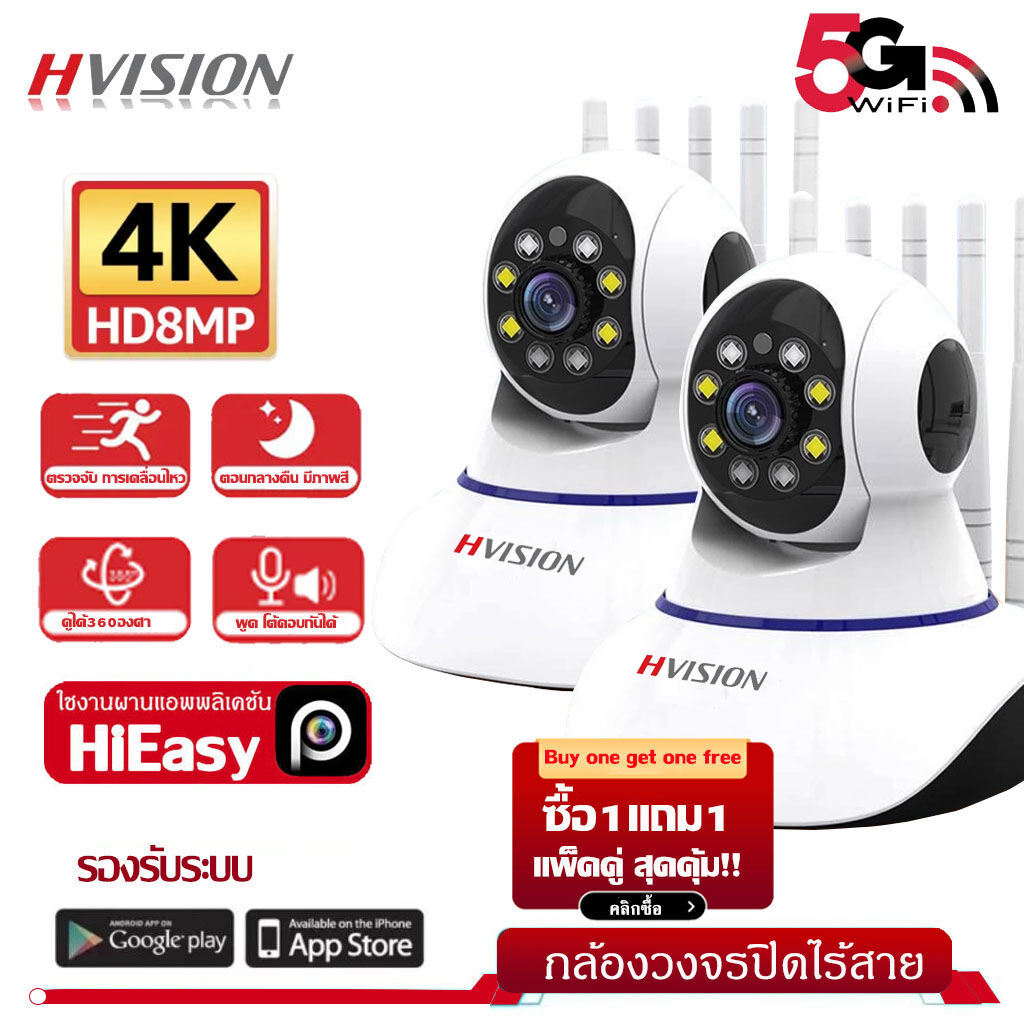 Buy 1 Get 1 Rejection Routine 2Packs 5G WiFi CameraSmart Home Indoor Wireless IP Surveillance Camera AI Detect Automatic Tracking Security Baby Monitor 360° Camera PTZ Color Night Vision Auto Track 2-Way Audio ราคา 397 บาท*ส่งฟรี
