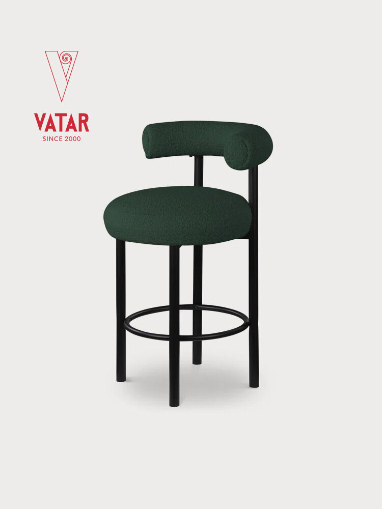 รูปสินค้า VATAR | Round Minimalist Stainless Steel Fabric Bar Stool