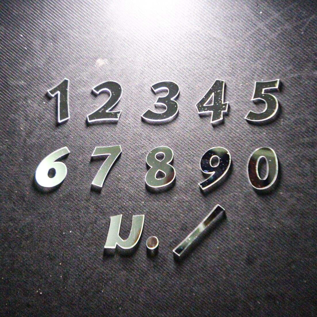 ถูกที่สุด สูง 4 cm. ป้ายบ้านเลขที่ ตัวเลขอะคริลิค ป้ายห้อง ตัวเลข อักษรอะคริลิค สีเงิน มิลเลอร์(เงา) หนา 3mm.