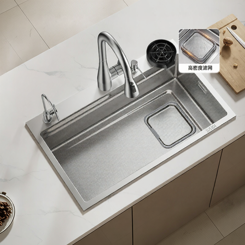 SSWW | 304 Stainless Steel Side Drain Textured Kitchen Sink ราคา 6,097 บาท*ส่งฟรี
