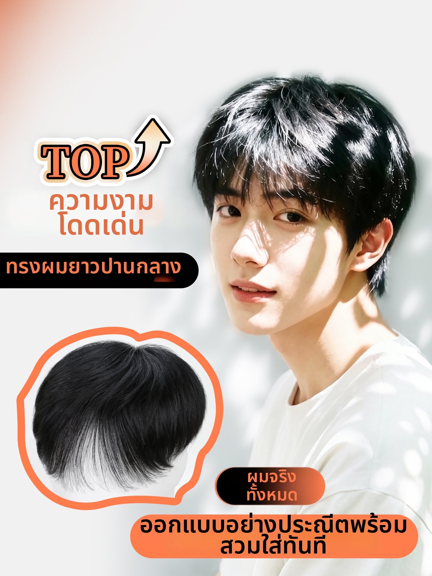 JIANGFASHIJIA | Medium Long Real Hair Men's Wig ราคา 5,265 บาท*ส่งฟรี