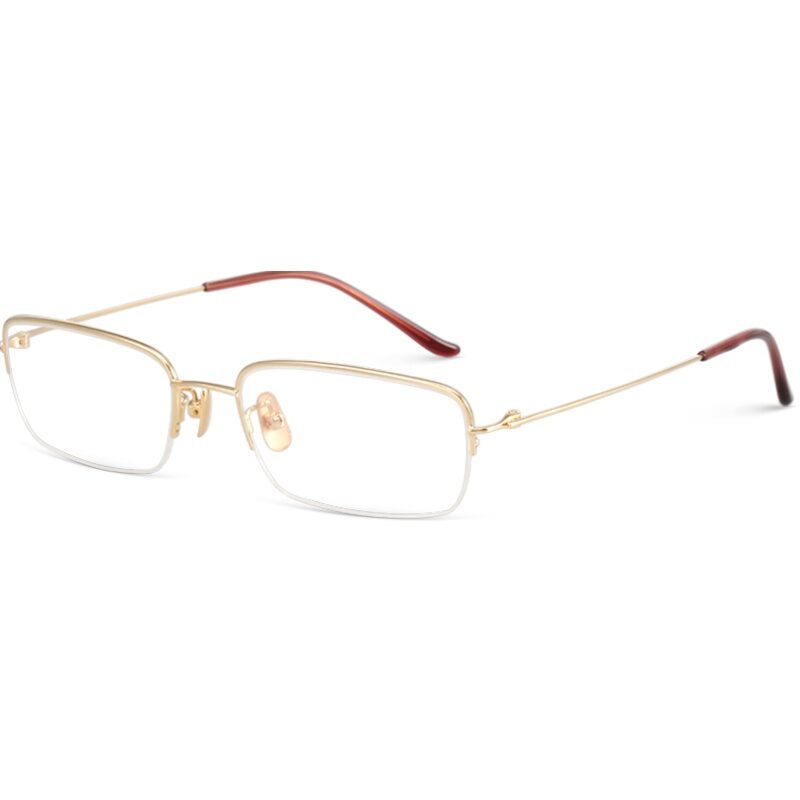 RIGO | Gold Half-Rim Business Small Eyeglass Frame 18K Gold ราคา 115,577 บาท*ส่งฟรี