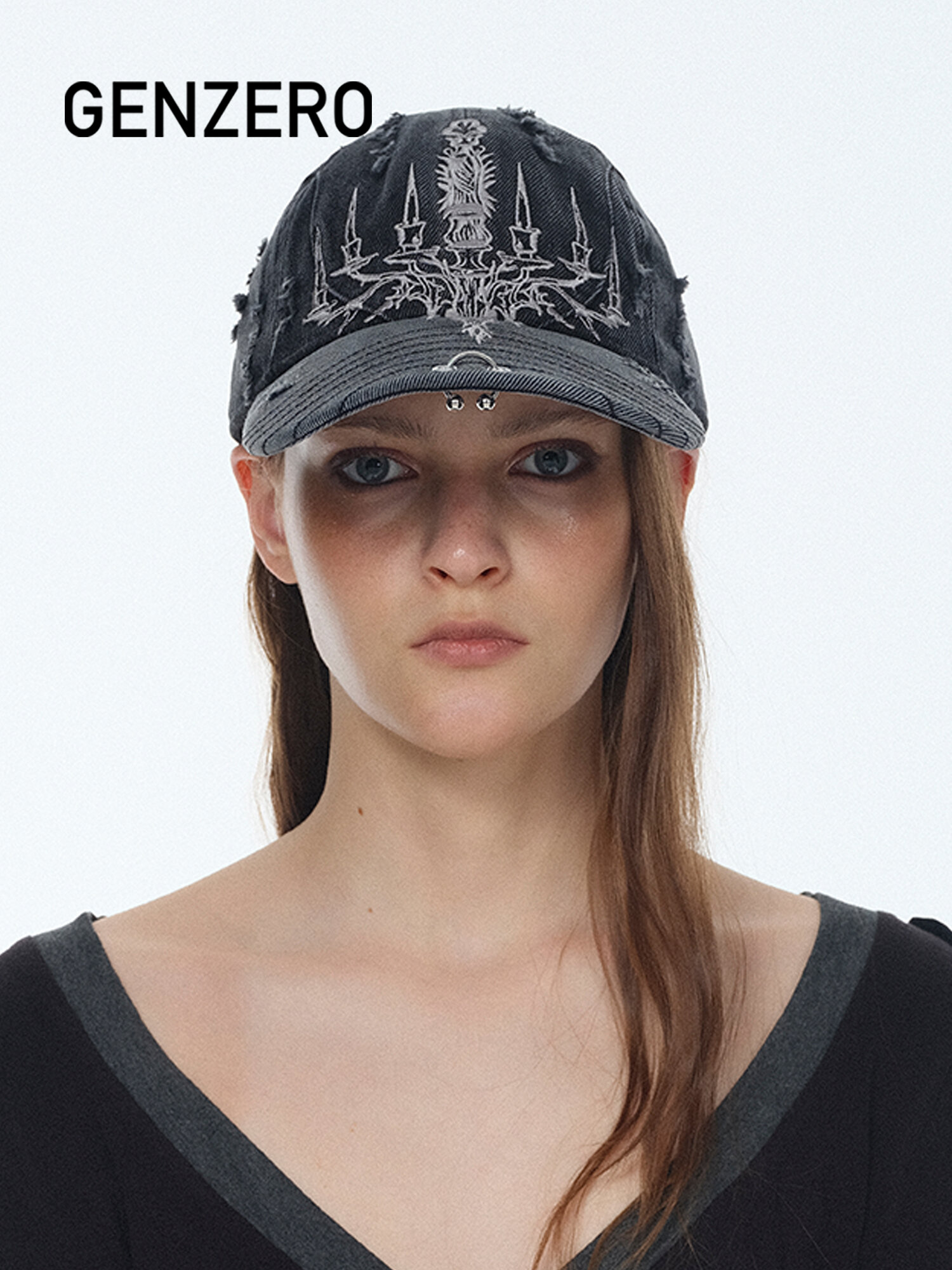 [GENZERO | Face Slimming Baseball Cap with Long Brim and Retro Candlestick Embroidery,GENZERO | Face Slimming Baseball Cap with Long Brim and Retro Candlestick Embroidery,] ราคา 3,140 บาท*ส่งฟรี