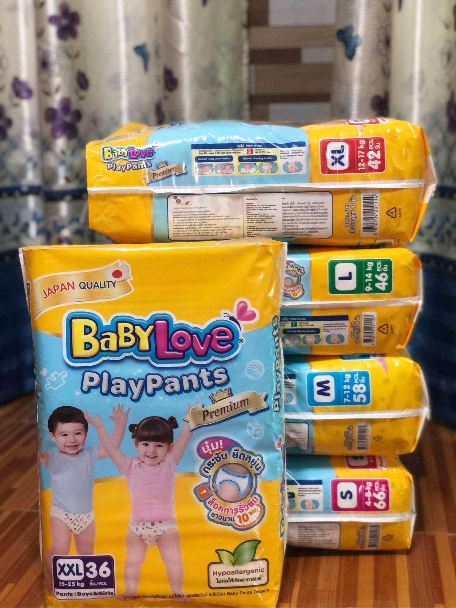 BaByLove playpants โฉมใหม่ กางเกงผ้าอ้อมเบบี้เลิฟ [1ห่อ] ราคา 389 บาท*ส่งฟรี