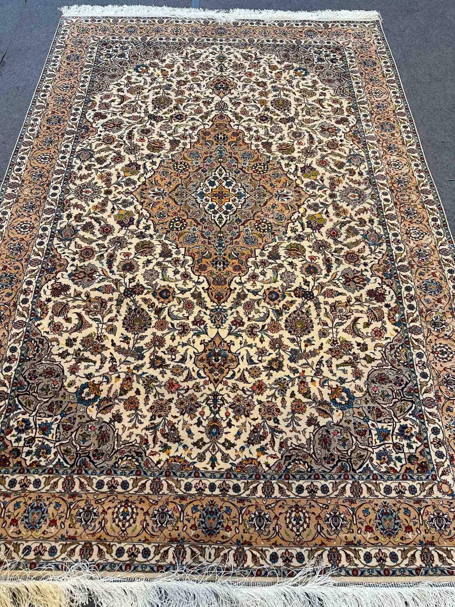 "Timeless Beauty: Persian Silk on Silk Carpet, 5x7 ft, Crafted in Iran!"