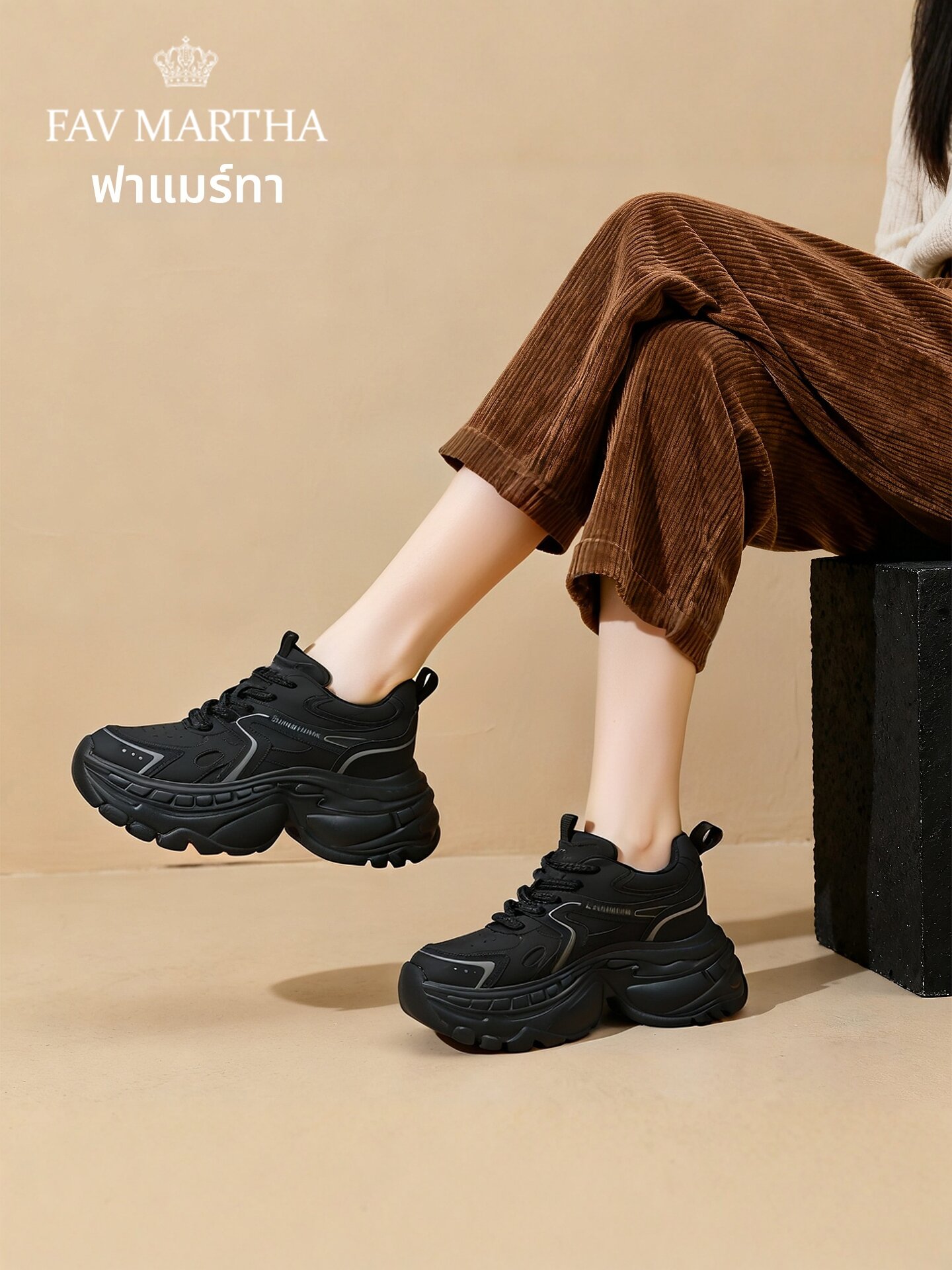 Thick Sole Platform Vintage Versatile Women Shoes ราคา 7,970 บาท*ส่งฟรี