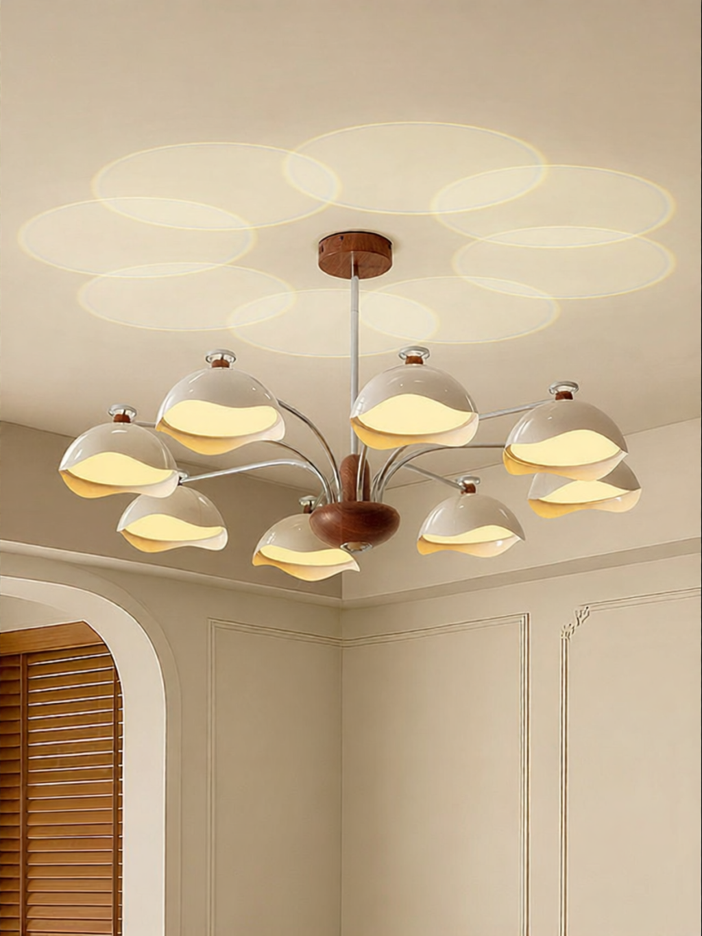 FANCY LAMP CLUB | French Vintage Style Modern Creamy Wooden Living Room Chandelier ราคา 8,024 บาท*ส่งฟรี