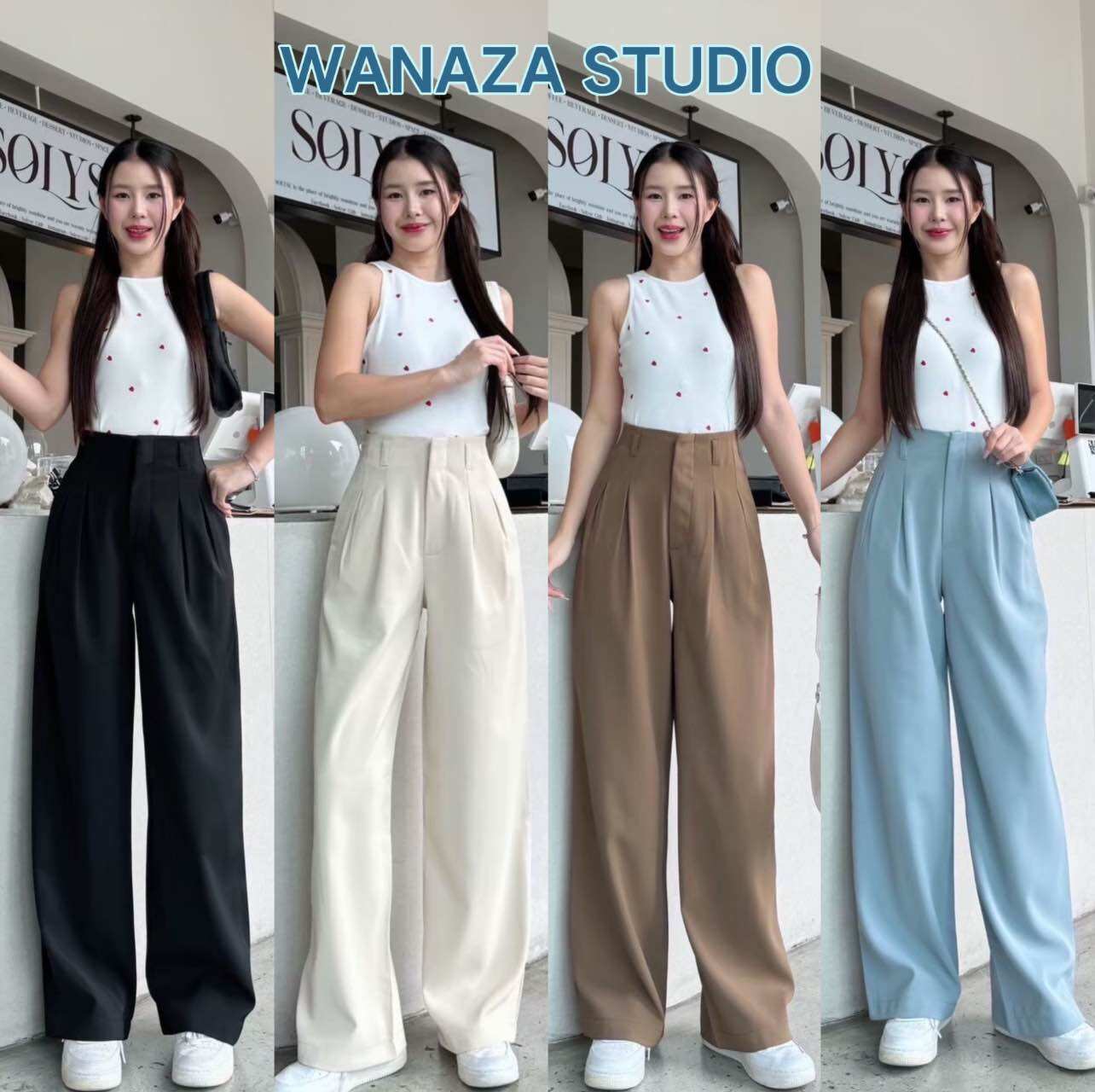 จัดส่งเร็ว ✅ WT34 รุ่น Momo ขอบในตัว ยาว42นิ้ว กางเกงทรงกระบอกกลาง กางเกงขายาว ผู้หญิง เอวสูง พรางหุ่น พรางสะโพก ใส่ทำงาน ผ้าพริ้ว ราคา 294 บาท*ส่งฟรี