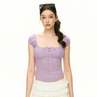 Ariseism | เสื้อยืดแขนสั้นคอเหลี่ยมสไตล์หวาน