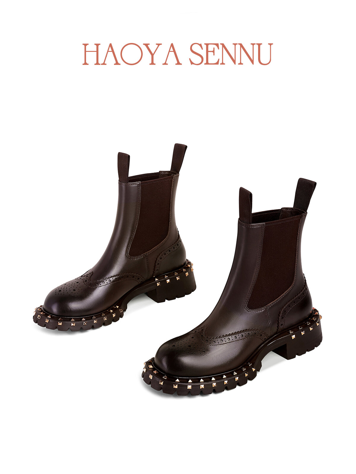 HAOYASENNU | Studded Chelsea Genuine Leather Boots ราคา 9,202 บาท*ส่งฟรี