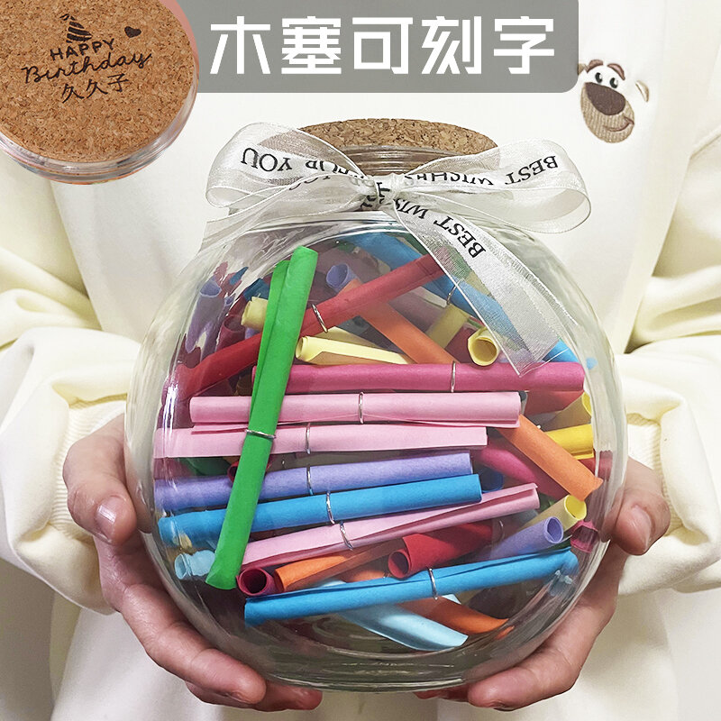 ขวดแก้วขนาดใหญ่สำหรับจดหมายแสดงความรู้สึกวันวาเลนไทน์ กระดาษติดที่บ้าน เครื่องประดับตกแต่งบ้าน สิ่งนำโชค ราคา 83 บาท*ส่งฟรี