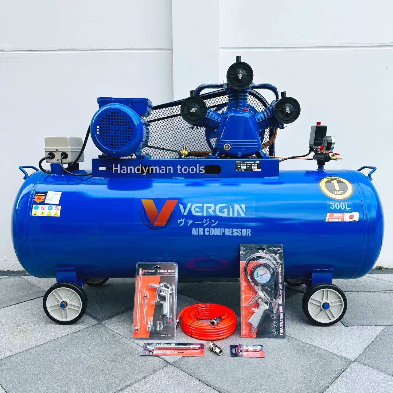 อุปกรณ์และชิ้นส่วนยานยนต์ VERGIN ปั๊มลม ถังลม ขนาด 300 ลิตร 4 แรงม้า มอเตอร์ 3 สูบ กระบอกสูบ 65mm มีระบบแมกเนติกคอยควบคุมมอเตอร์ (สินค้ามีตัวเลือก) ราคา 18,400 บาท*ส่งฟรี