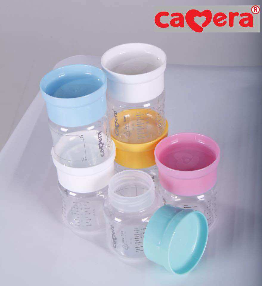 CAMERA ขวดเก็บน้ำนม คอกว้าง Aka (เลือกสี ราคาต่อ 1 ขวด) สีพาสเทล และ คละสี ขนาด 5oz และ 9oz