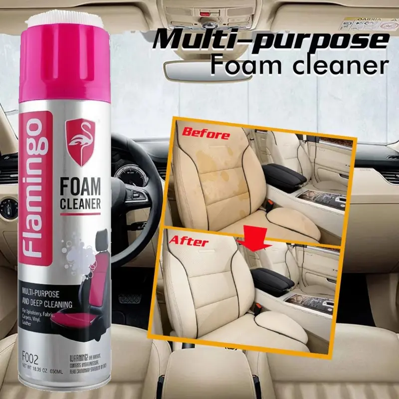 ภาพหน้าปกสินค้าFlamingo Foam Cleaner สเปรย์ทำความสะอาด ขจัดคราบสกปรก เบาะรถยนต์ เบาะหนัง เบาะกำมะหยี่ โซฟา ไม่ทำลายพื้นผิว