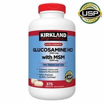 (แท้/หมดอายุ 2023) Kirkland Signature Glucosamine with MSM 1500mg 375 Tablets