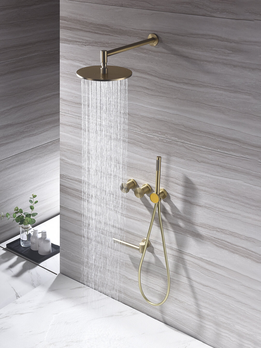 AZOS | Copper Polished Gold In-Wall Pre-Installed Shower Set with Hot & Cold Water Pressure Boosting ราคา 5,553 บาท*ส่งฟรี