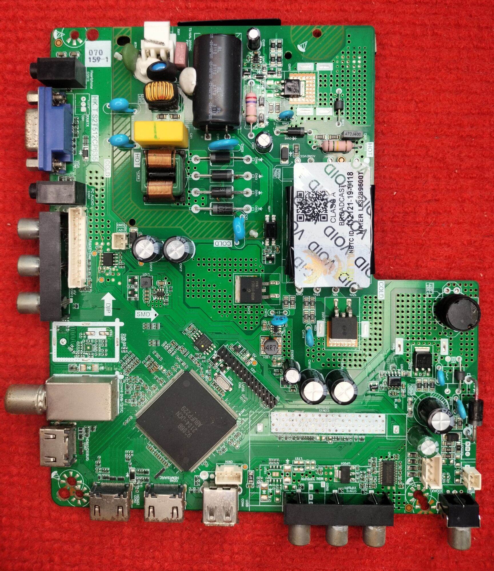 Haier Le32B9600T Tv Motherboard, Part Number Hk.T.S2T512Cp635, 100% Genuine, Second-Hand, in Good Condition, Tested before Sending, with Warranty. ราคา 780 บาท*ส่งฟรี
