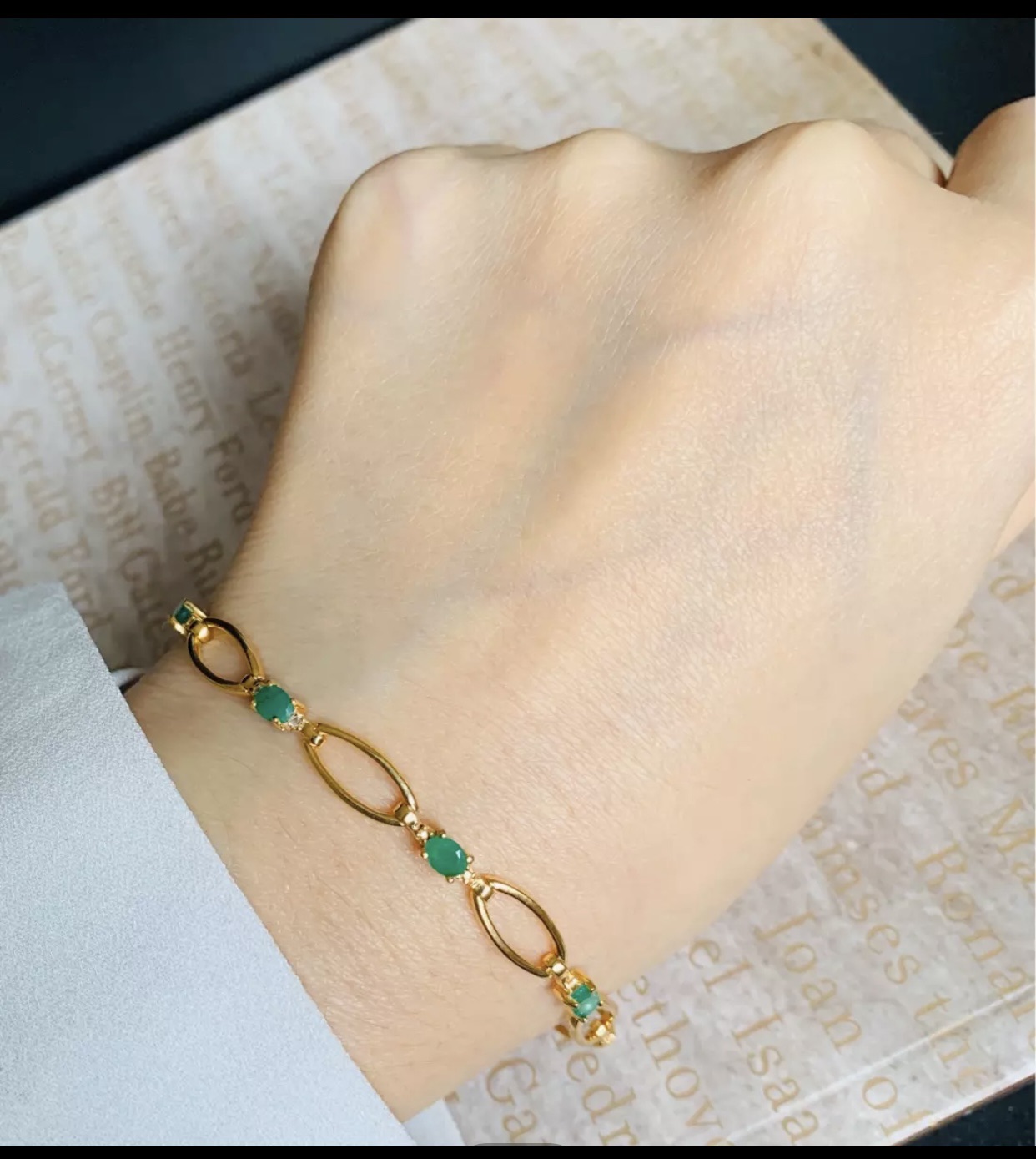 Meher’s Jewelry สร้อยข้อมือ เงินแท้ 925 มรกตแท้ Sterling Silver 925 Natural Emerald Bracelet