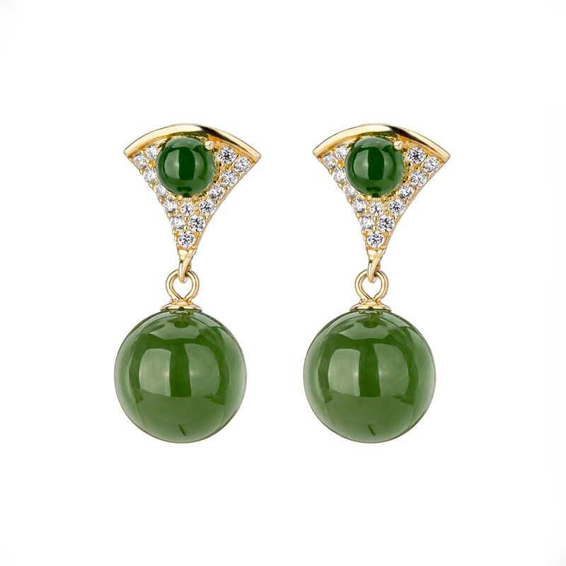 QLADY | New Chinese Style Jade 925 Silver Earrings Unique ราคา 2,648 บาท*ส่งฟรี