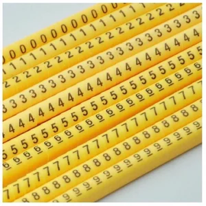 สินค้า Cable Markers EC-2 เคเบิ้ลมาร์คเกอร์ มี No.0-9 สามารถใช้กับขนาดสาย 3.6 ถึง 7.4 Sq.mm.  วัสดุเป็นยางนุ่ม สีเหลือง