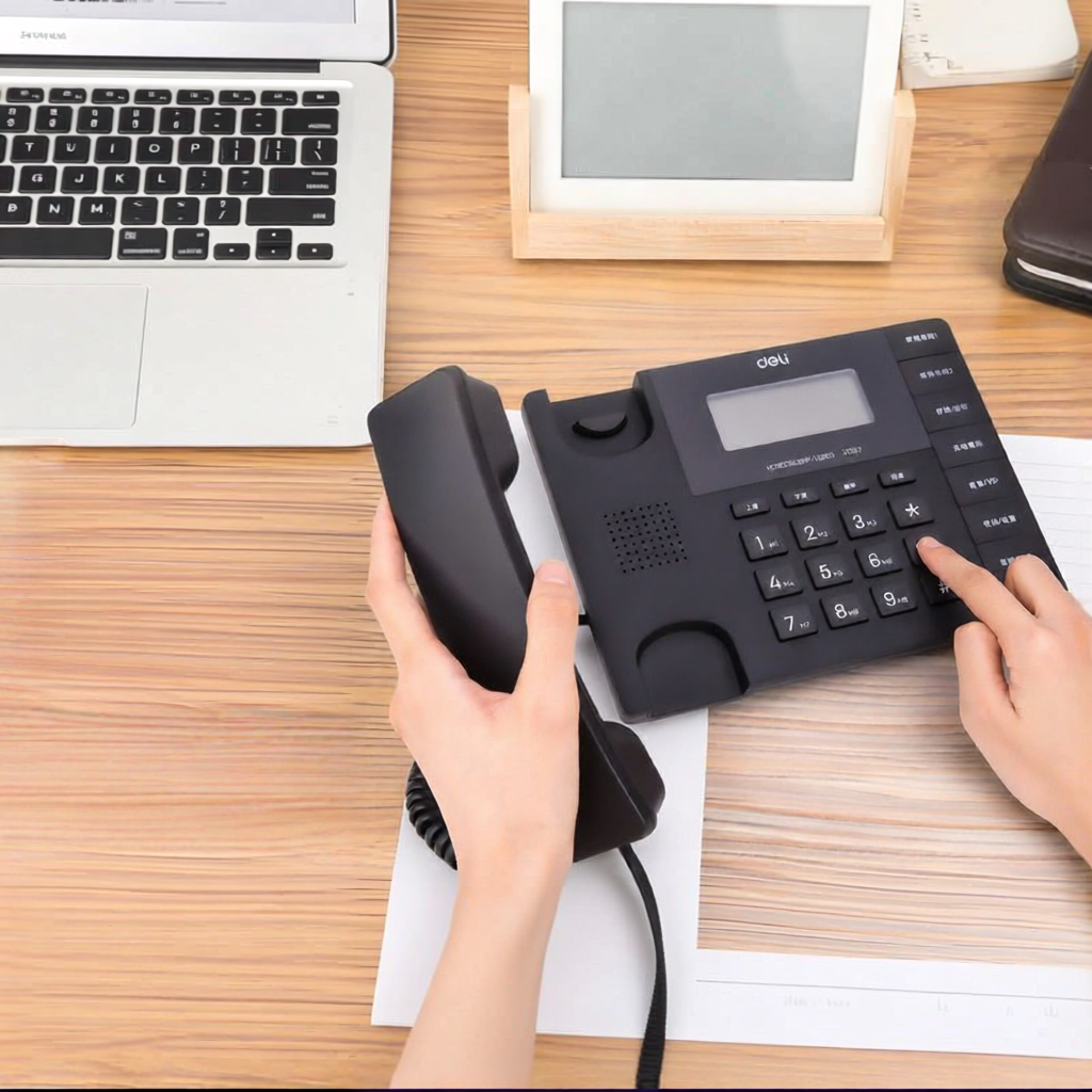 Deli | Call Display Wired Hands-Free Voice Announcing Desk Phone ราคา 1,263 บาท*ส่งฟรี