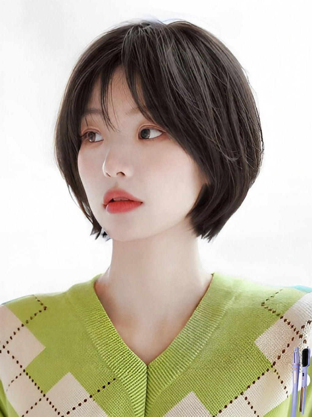 MENGSIQIAN | Bob Short Hair Full Human Hair Natural Fluffy Wig ราคา 11,093 บาท*ส่งฟรี