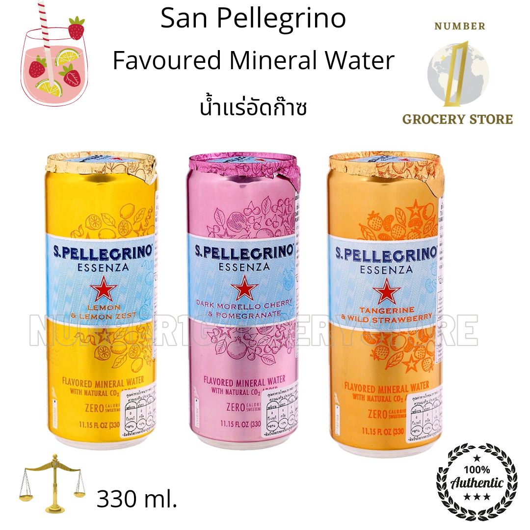 San Pellegrino Essenza Favoured Mineral Water 330ml 1 pcs.1ชิ้น  น้ำแร่อัดก๊าซ