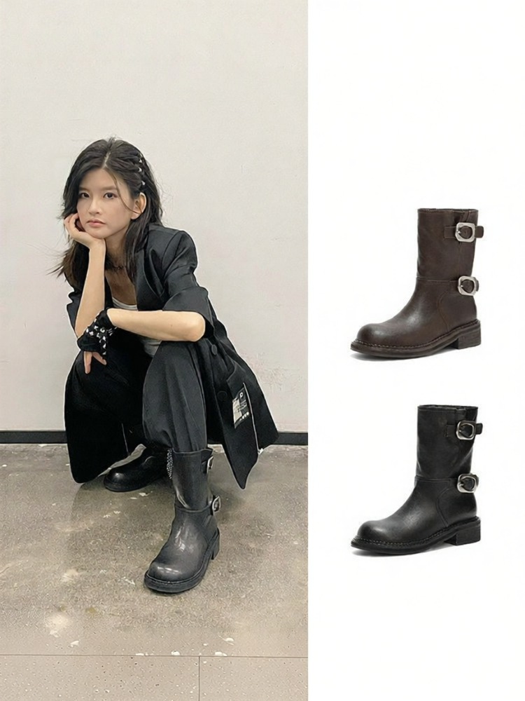SENDA | Fashion Motorcycle Thick Sole Short Boots ราคา 3,816 บาท*ส่งฟรี