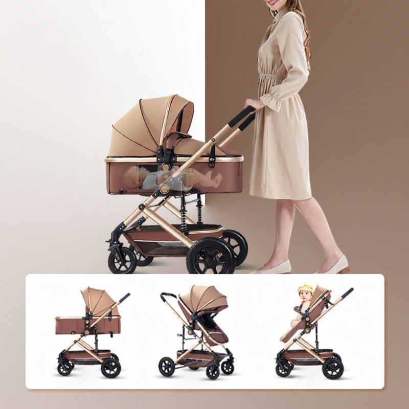 BONINGYU | Multi-Position Adjustable Baby Stroller Light Compact Design High View Shock Absorption Reversible