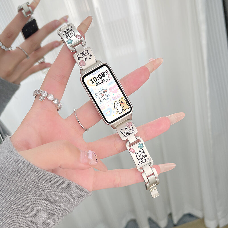 YUNDINGCHUANGXIANG | Cute Dog Dazzling Diamond High-end Metal Strap Replacement ราคา 361 บาท*ส่งฟรี