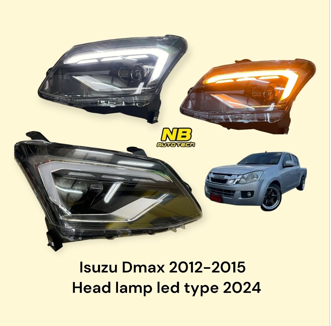 Isuzu Dmax Headlights, Year 2012-2015, Light Pattern Year 2024, Led Projector Lights, White Light, Dimmer Lights, Running Turn Signals ราคา 11,900 บาท*ส่งฟรี