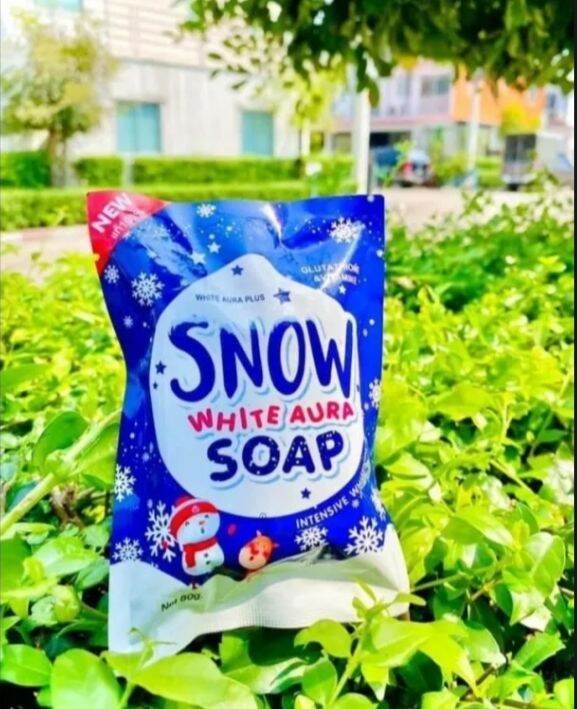 สบู่สโนว ไวท์ ออร่า Snow White Aura Soap 1ก้อน80กรัม. | Lazada.co.th