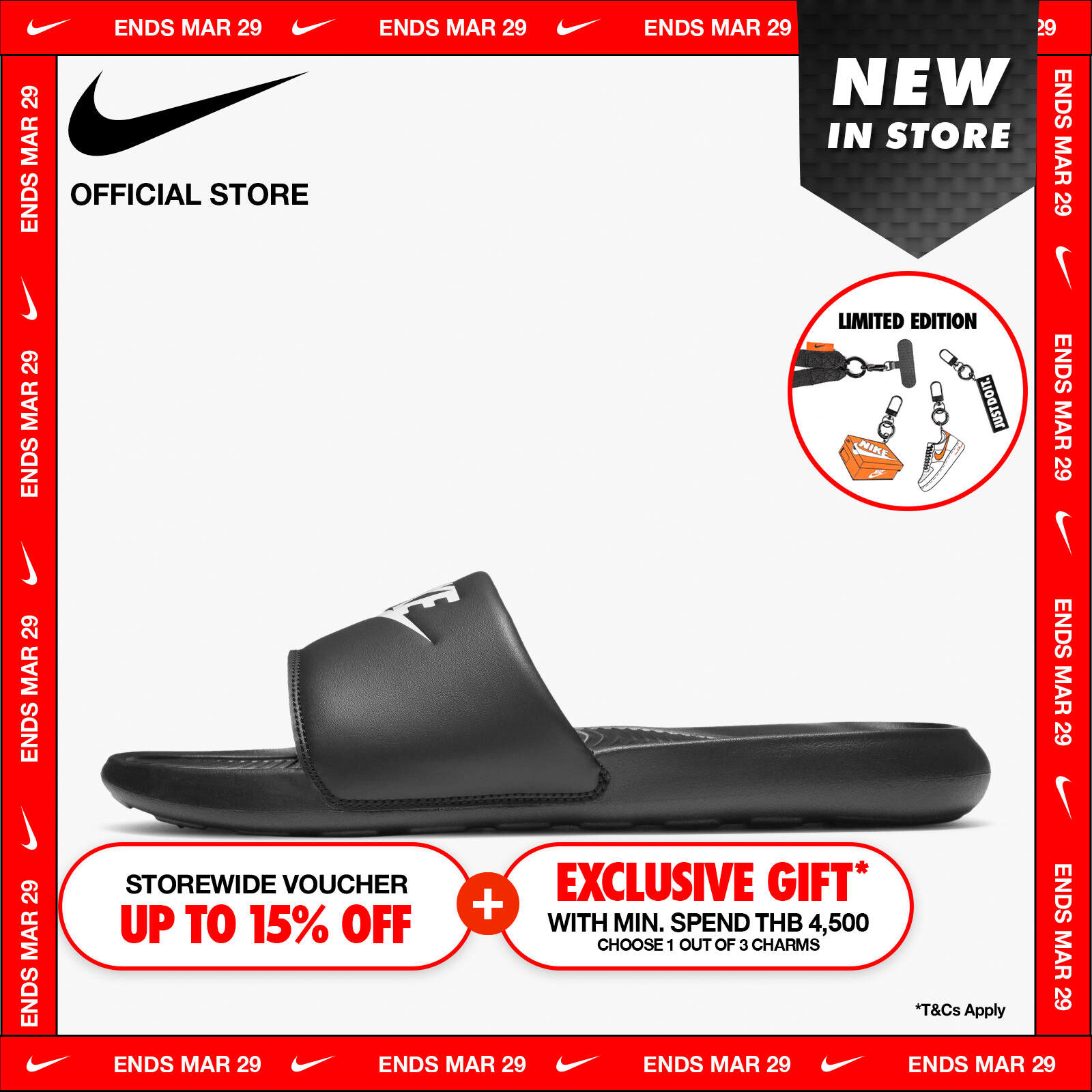 Nike Men's Victori One Slides - Black ไนกี้ รองเท้าแตะผู้ชายแบบสวม วิคตอริ วัน - สีดำ ราคา 1,100 บาท*ส่งฟรี
