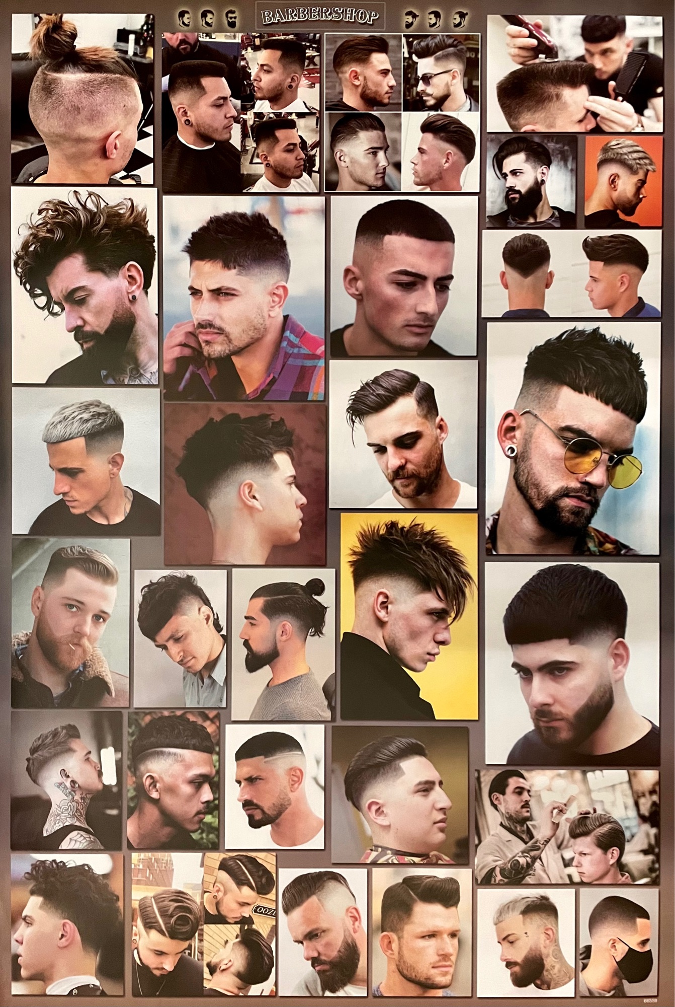 โปสเตอร์ ติดผนัง รูปภาพ ทรงผมชาย ร้านตัดผม วินเทจ Hairstyle | Lazada.Co.Th