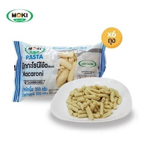 คีโต เส้นโอ๊ต MOKI มักกะโรนีโอ๊ตไฟเบอร์ผสมบุก บุกเพื่อสุขภาพ Oat Fiber Macaroni with Konjac ขนาด 200 กรัม x 6 ถุง