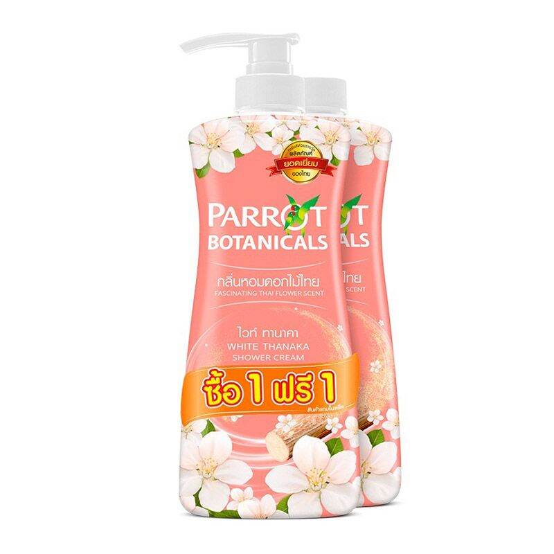 Parrot Shower Cream White Thanaka 500 ml + Refill.พฤกษานกแก้ว ครีม