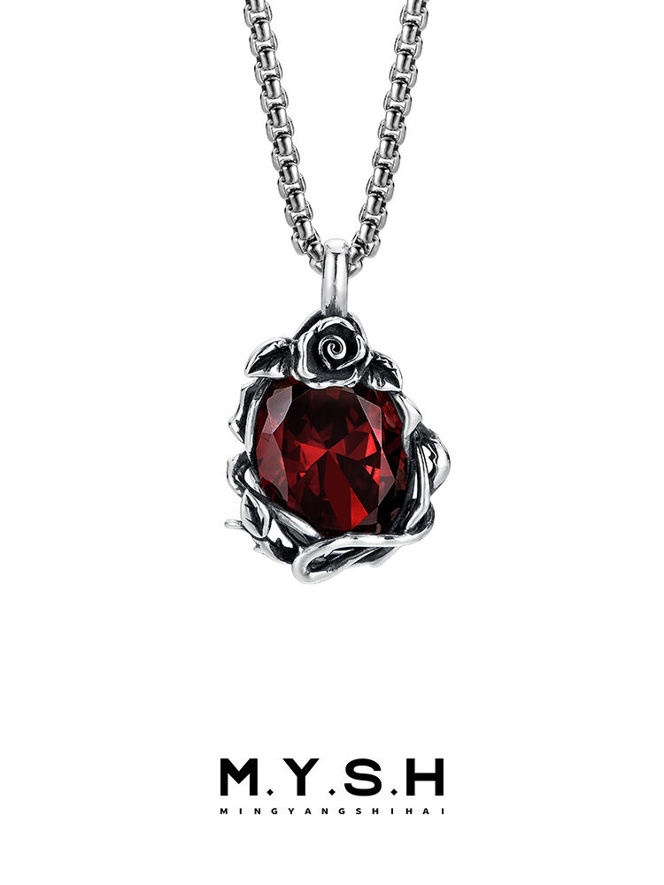 MINGYANGSHIHAI | Unisex Vintage Rosy Vine Gemstone Silver Necklace ราคา 8,832 บาท*ส่งฟรี