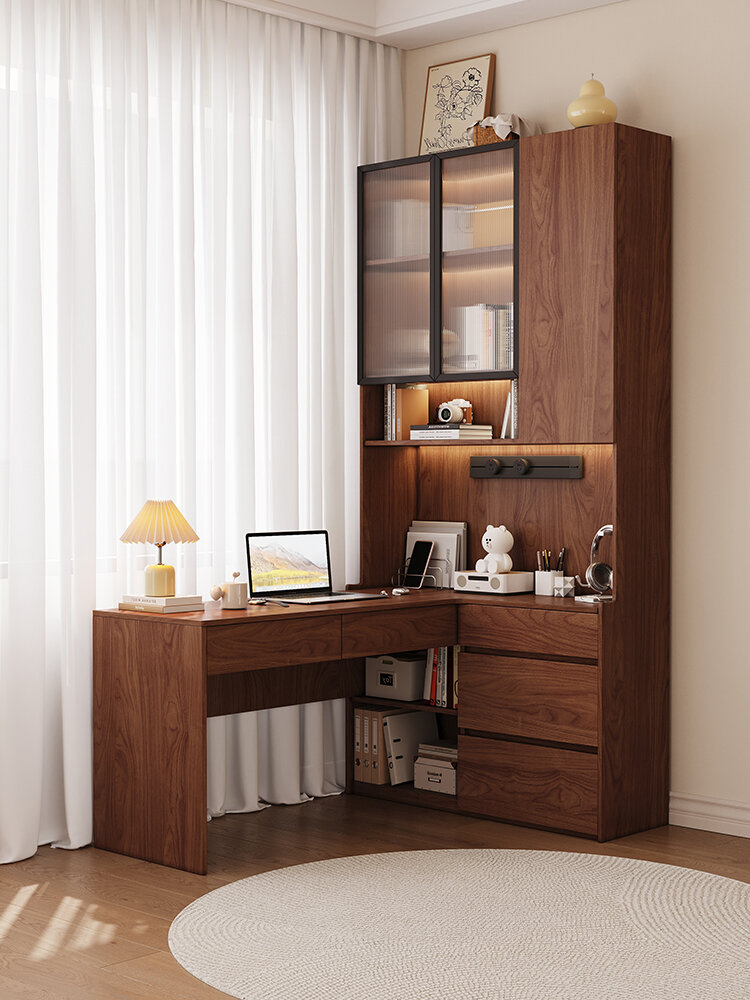 รูปสินค้า HAISHANGYUNJU | Customized Corner Bookshelf Desk Combination with Multi-functional Storage Cabinet