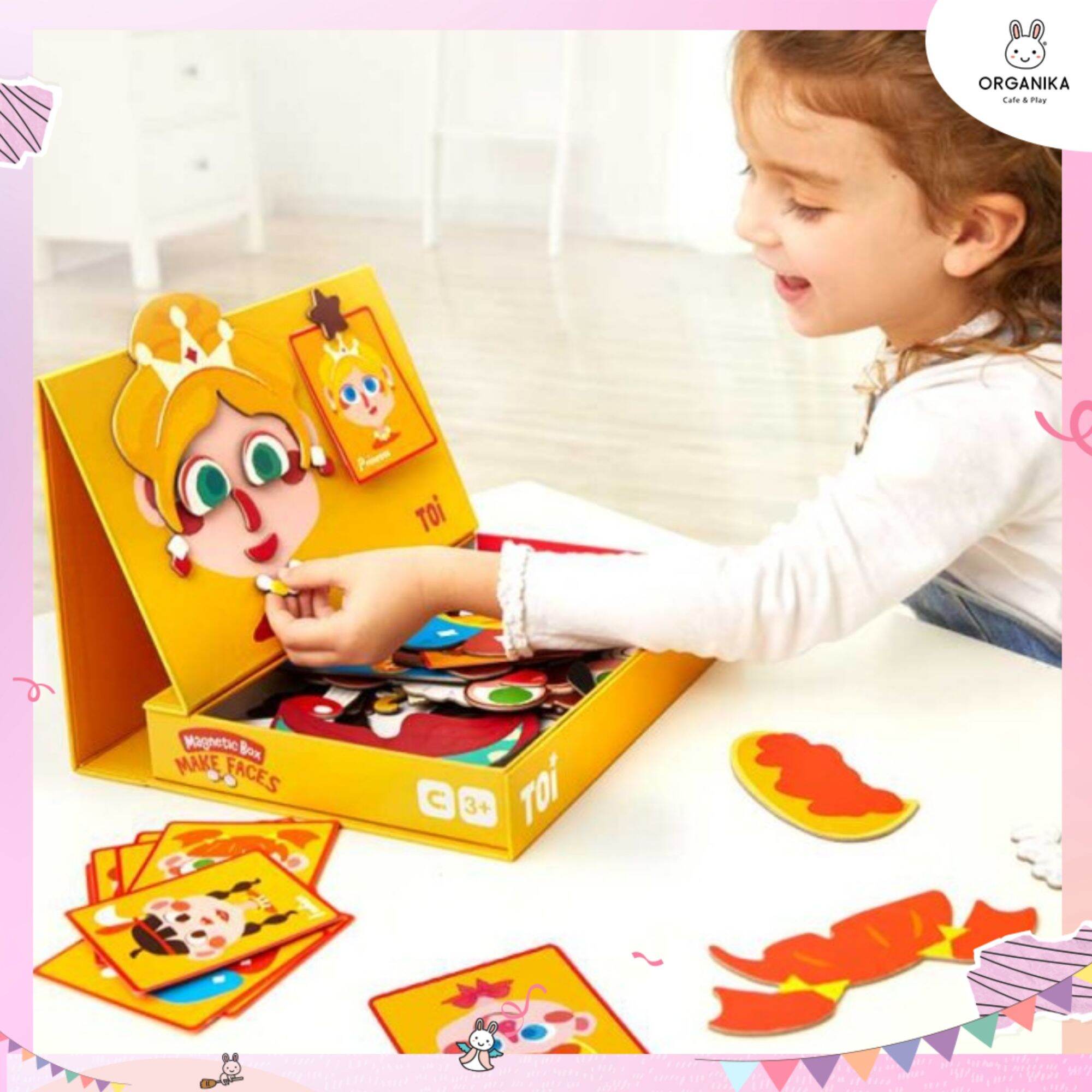 TOI Magnet Magic box ตัวต่อแม่เหล็ก การ์ดรูปภาพ การ์ดโจทย์ มาพร้อมกล่องเก็บสำหรับเด็กวัย 3 ขวบขึ้นไป ราคา 550 บาท*ส่งฟรี