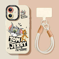 Orange shine | เคสโทรศัพท์ совместимый с Apple iPhone รูปการ์ตูน Tom and Jerry พร้อมเชือก