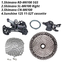 SHIMANO | Shimano Deore M6100 1x12 ความเร็ว Derailleurs Groupset 12 ความเร็วขวา Shift Lever Dowel CN Chain RD Sunshine Cassette 46T 50T 52T