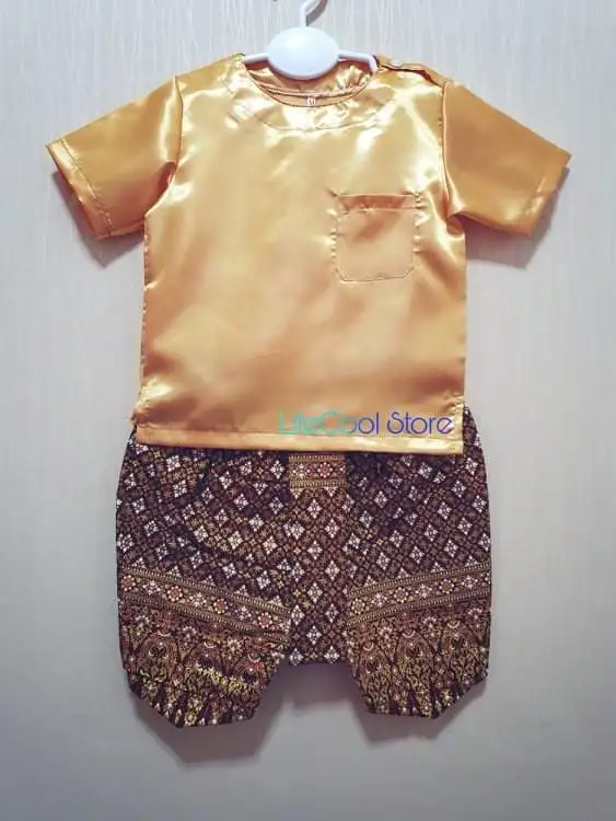 ภาพหน้าปกสินค้าชุดไทยเด็กชาย ใส่ไปเรียน ชุดพี่หมื่น สีทอง PhaThaiLiteCool