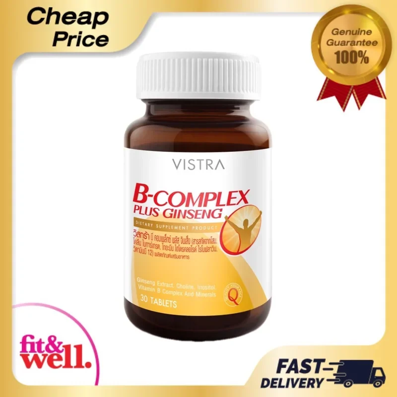 ภาพหน้าปกสินค้าVistra B complex plus ginseng (30เม็ด) วิสทร้า วิตามินบี รวม ผสมโสม จากร้าน B-FIT & WELL บน Lazada