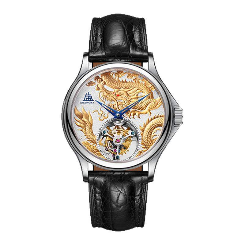 Shanghai | Centered Tourbillon Commemorative Manual Mechanical Watch with Dragon Year Engraving ราคา 195,235 บาท*ส่งฟรี